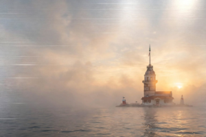 Maiden's Tower at Sunrise — Istanbul Fog Light | Metal Print
